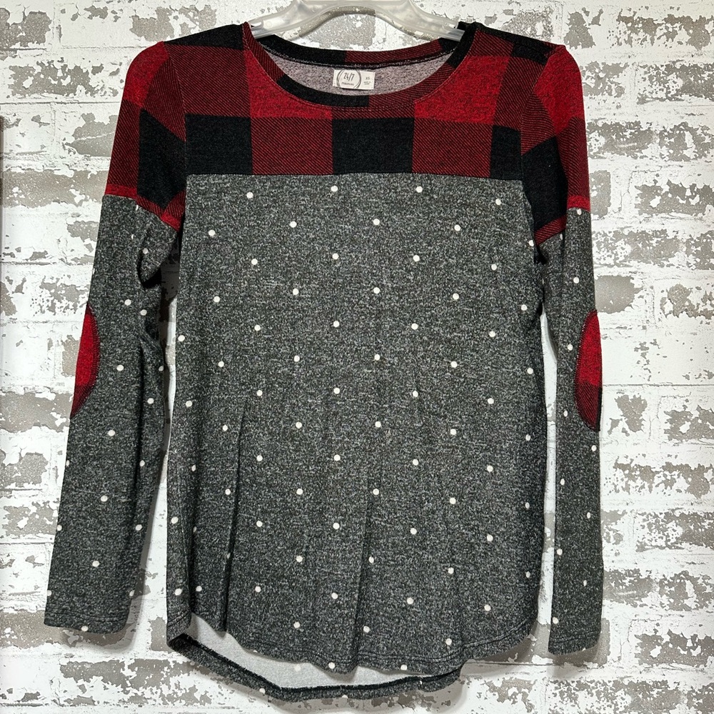 Maurices Red and Black Plaid Shirt